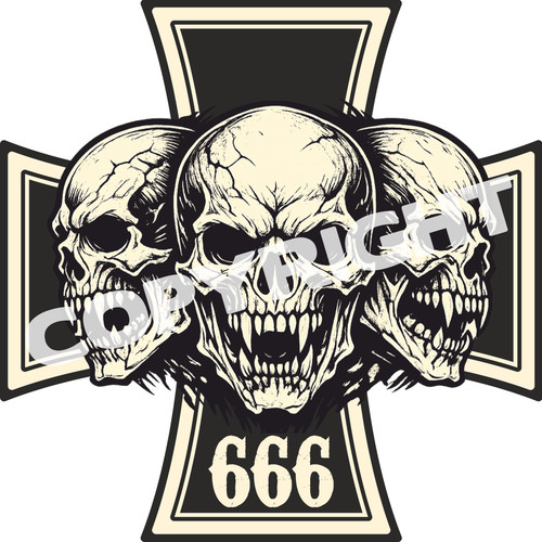 Triple skull iron cross - skull, uv