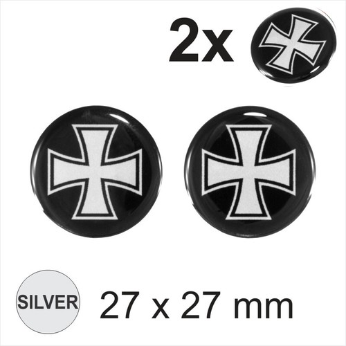 2x27mm iron cross - silver, round