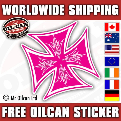 Iron cross car sticker pink - cross,