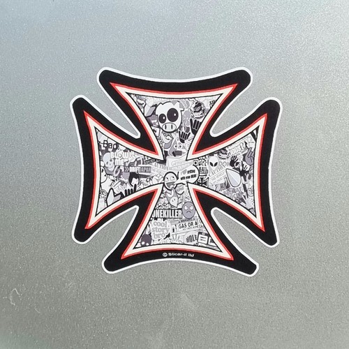 Jdm stickerbomb iron cross - b&w,