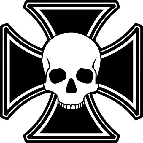 Iron cross skull sticker - , 150mm