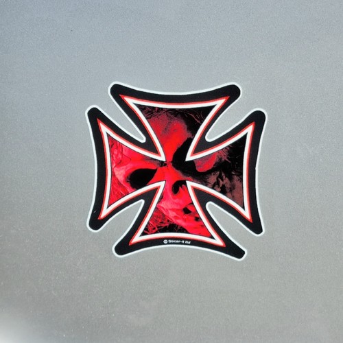 Evil red skull iron cross - iron,