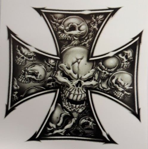 Psychobilly iron cross skull - iron,